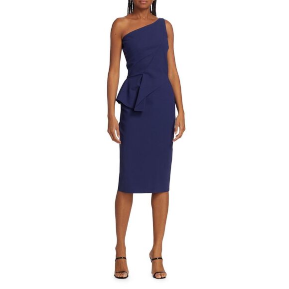 Chiara Boni La Petite Robe Womens Zulema One-Shoulder Peplum Dress Iris Sz 8 - Picture 2 of 11